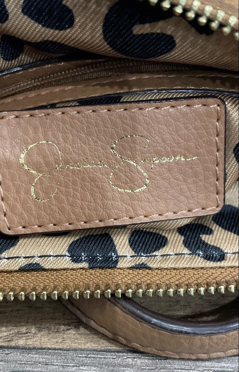 Jessica Simpson Brown Leather Bow Front Crossbody Bag Gold Hardware