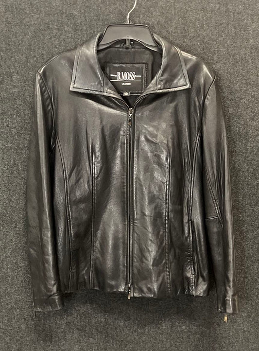 B. Moss Clothing Company Women's Black Leather Full Zip Jacket Vintage Y2K Sz L