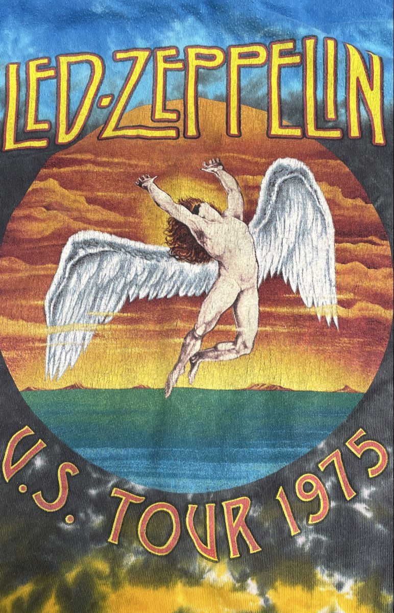 Led Zeppelin 1975 U.S. Tour T-Shirt Icarus Tie Dye Official Reprint Sz XL