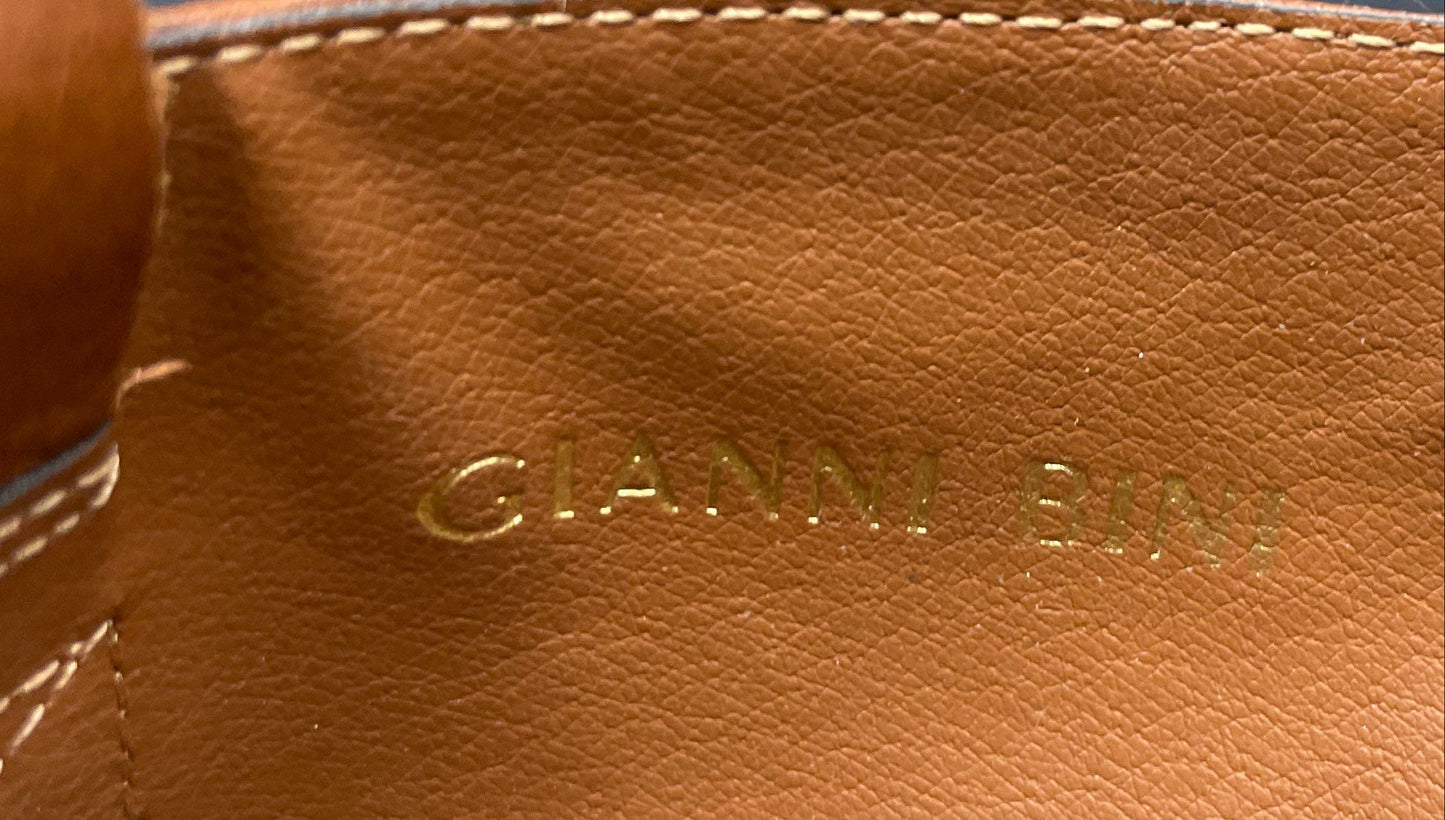 Gianni Bini Cognac Brown Leather Knee High Heeled Boots Women's Size 5.5M