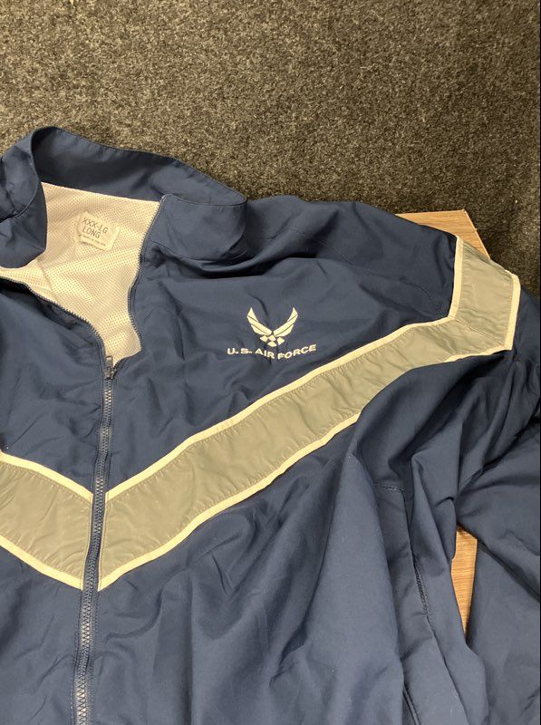 Vintage US Air Force Men's Navy Reflective Chevron PT Windbreaker Jacket Sz 3XL