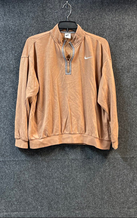 Nike Women's Icon Clash Houndstooth Swoosh 1/4 Zip Sweatshirt Tan Size M