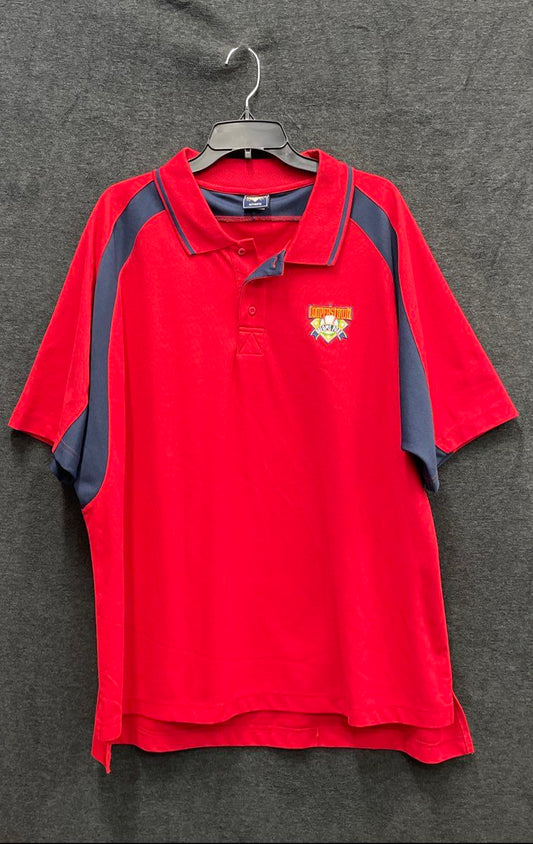 Cooperstown Dreams Park Men's Red Blue Colorblock Polo Shirt Embroidered 2XL