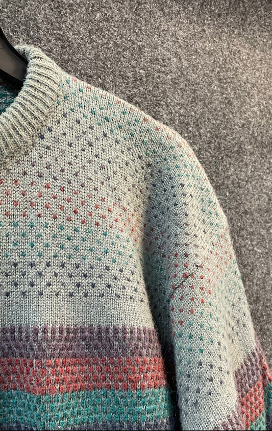 Vintage 80s Westchester Classics Geometric Striped Knit Sweater Sz XL