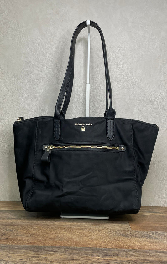 Michael Kors Black Nylon Saffiano Leather Trim Tote Bag Gold Hardware