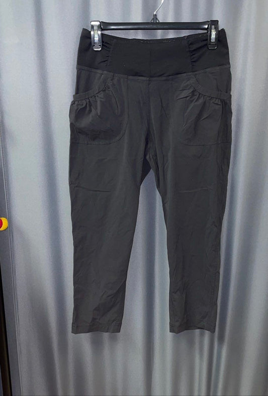 PrAna Women's Black Sage Zion Gathered Pocket Athletic Hiking Capri Pants Sz S