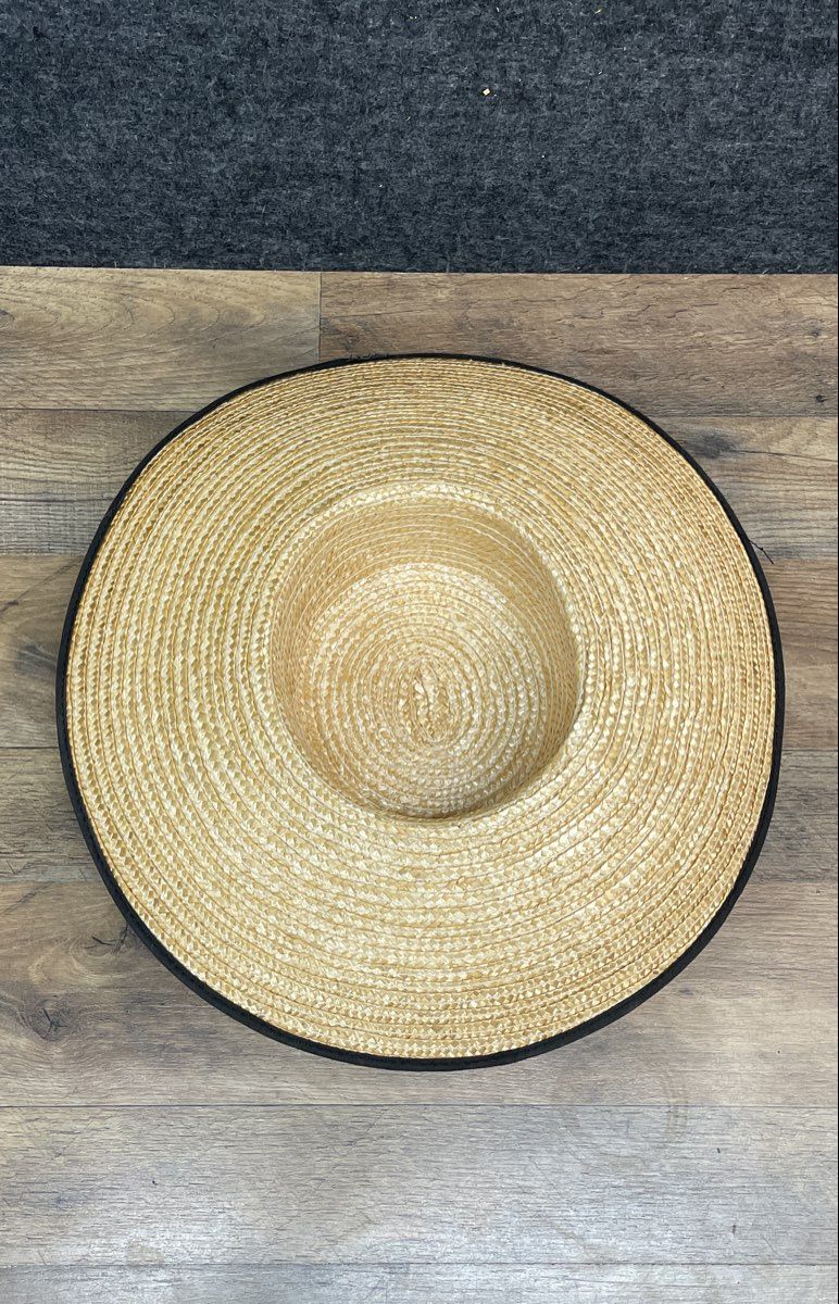 Women's Wide Brim Straw Sun Hat Natural Tan Black Ribbon Bow Beach Summer