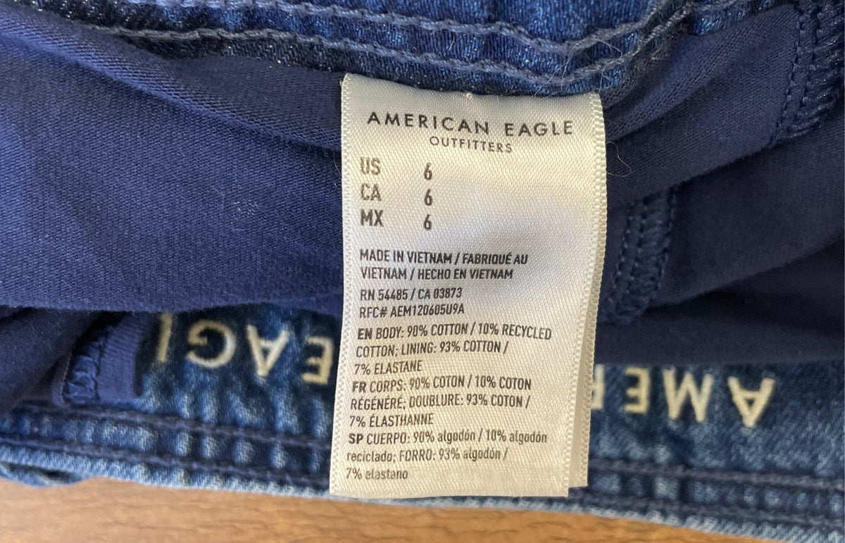 American Eagle Women's Pleated Denim Mini Skort Blue Medium Wash Sz 6