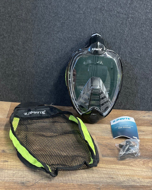 Z Poute Full Face Snorkel Mask 180° View Anti-Fog w/ Mesh Bag & Manual