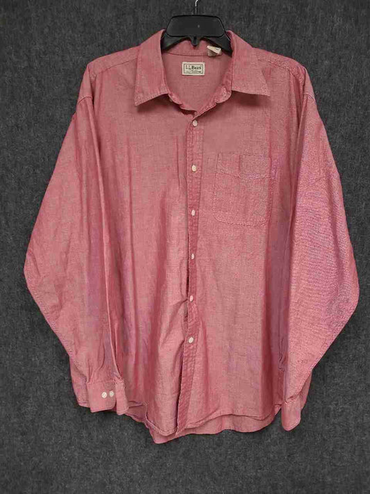 L.L. Bean Men's Vintage 90s Red Cotton Long Sleeve Button Down Shirt Sz L-REG