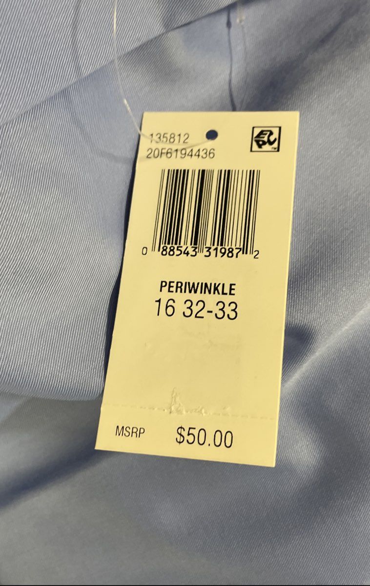 Van Heusen Men's Periwinkle Flex Collar Regular Fit Dress Shirt 16 32/33 NWT