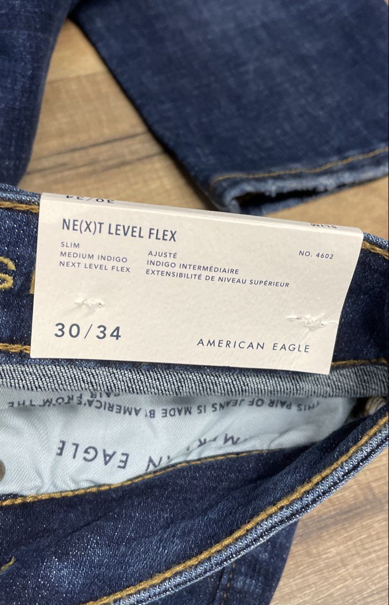 American Eagle Men's Next Level Flex Slim Jeans Medium Indigo Blue 30x34 NWT