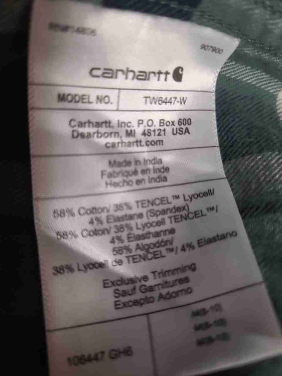 Carhartt Women's Relaxed Fit Tencel Fiber Series Plaid Button Down Shirt Sz M