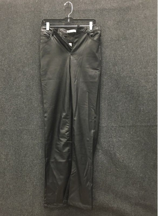 Zara Women's NWT Black Faux Leather Straight Leg Pants Size 4