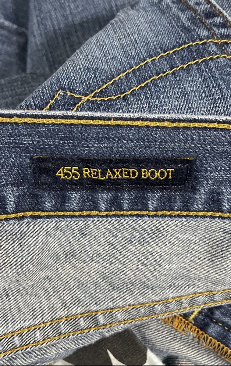 Lucky Brand Men's 455 Relaxed Boot Blue Faded Distressed Jeans Sz 36x32
