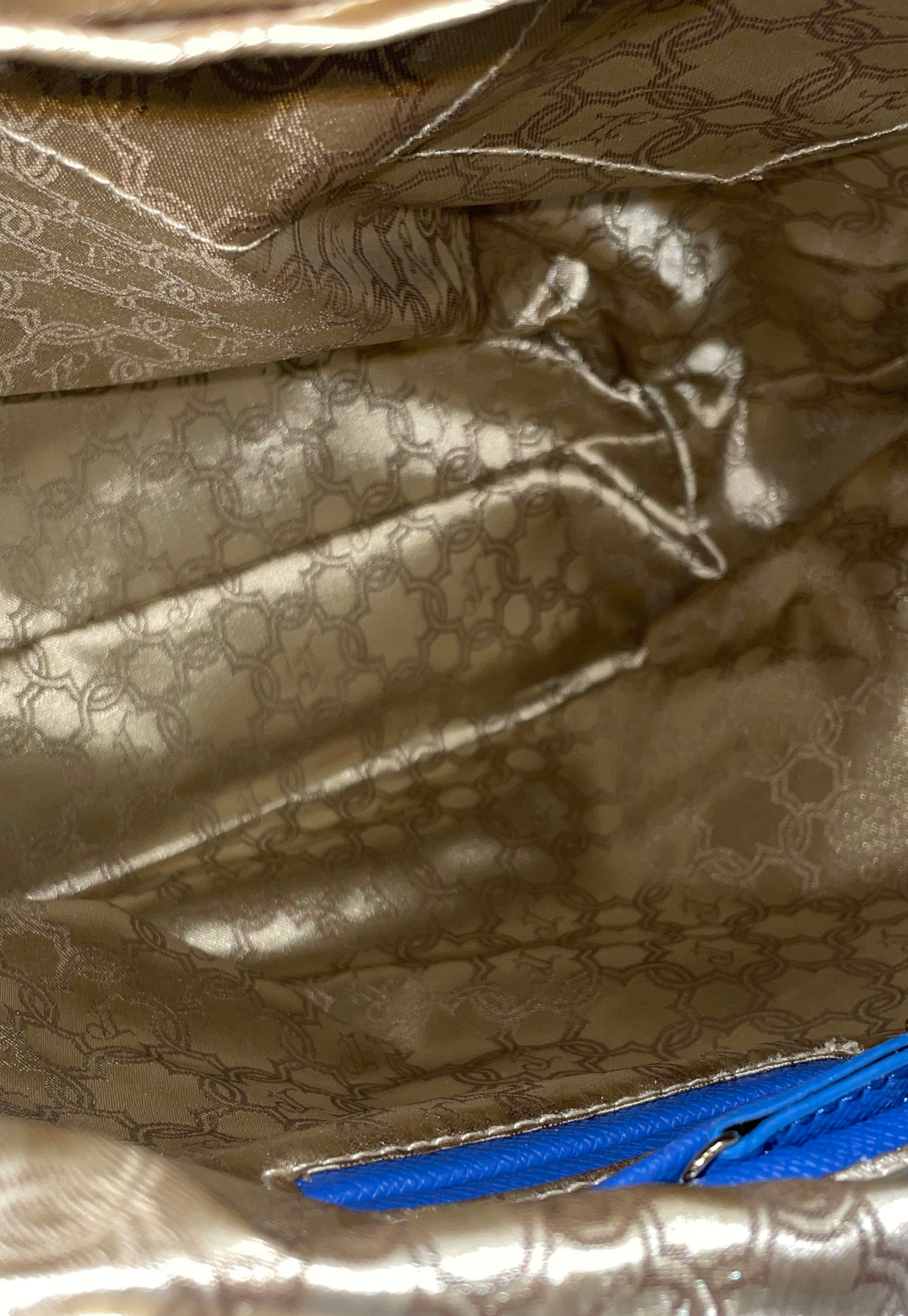 Ivanka Trump Blue Saffiano Textured Envelope Satchel Tote Bag Gold Hardware