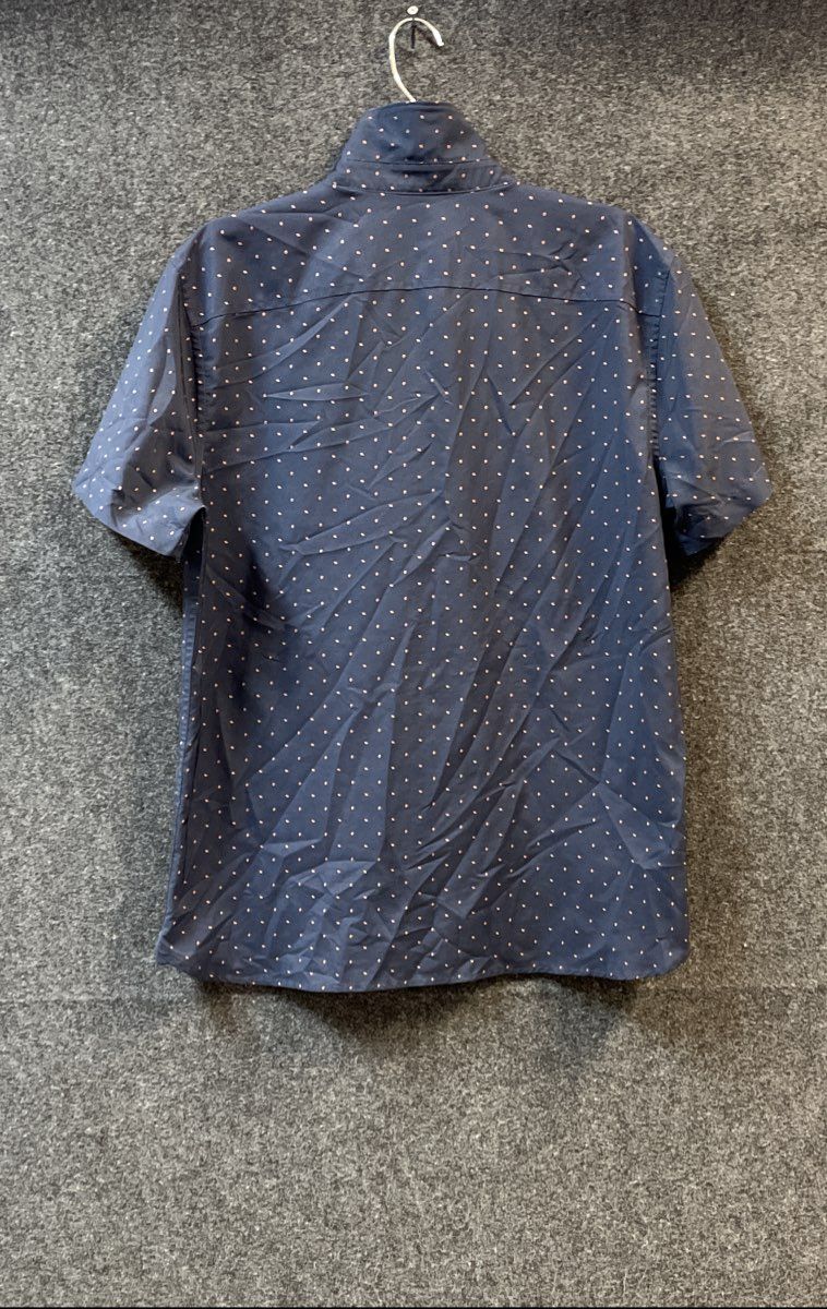 Perry Ellis Men's Blue Short Sleeve Stretch Cross Print Button Down Shirt Sz M