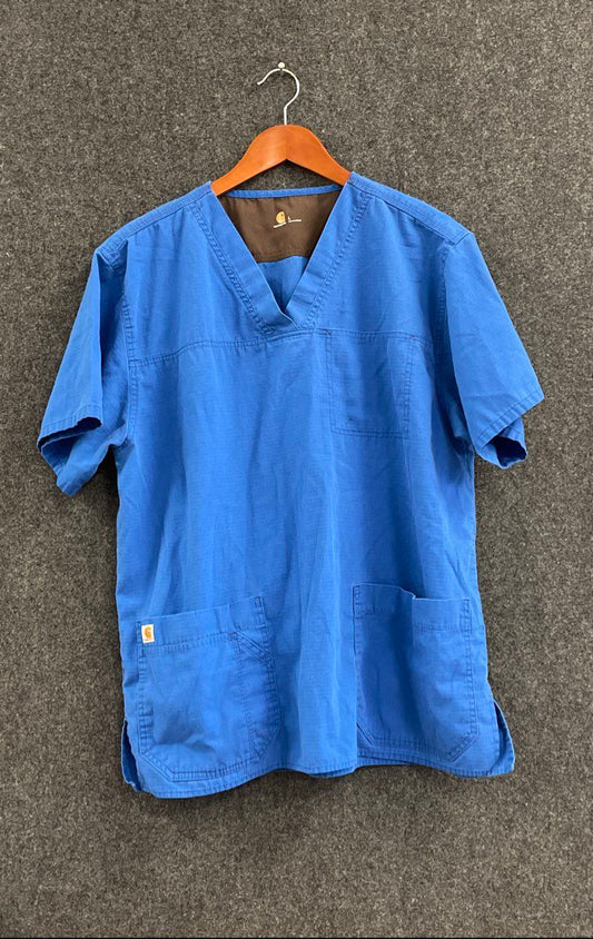 Carhartt Men's Blue V-Neck Ripstop Utility Scrub Shirt Size L