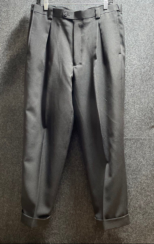 Falcone Men's Black Pleated Front Cuffed Dress Pants Size 33L