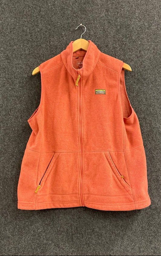 L.L.Bean Women's Salmon Fleece Full Zip Katahdin Logo Vest Plus Size 1X