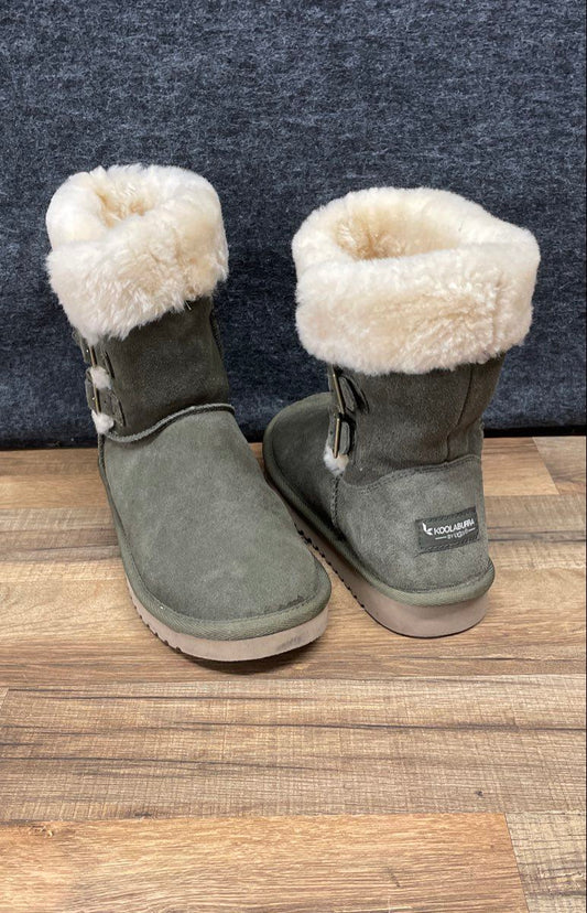 Koolaburra by UGG Victoria Short Green Suede Shearling Boots Size 8