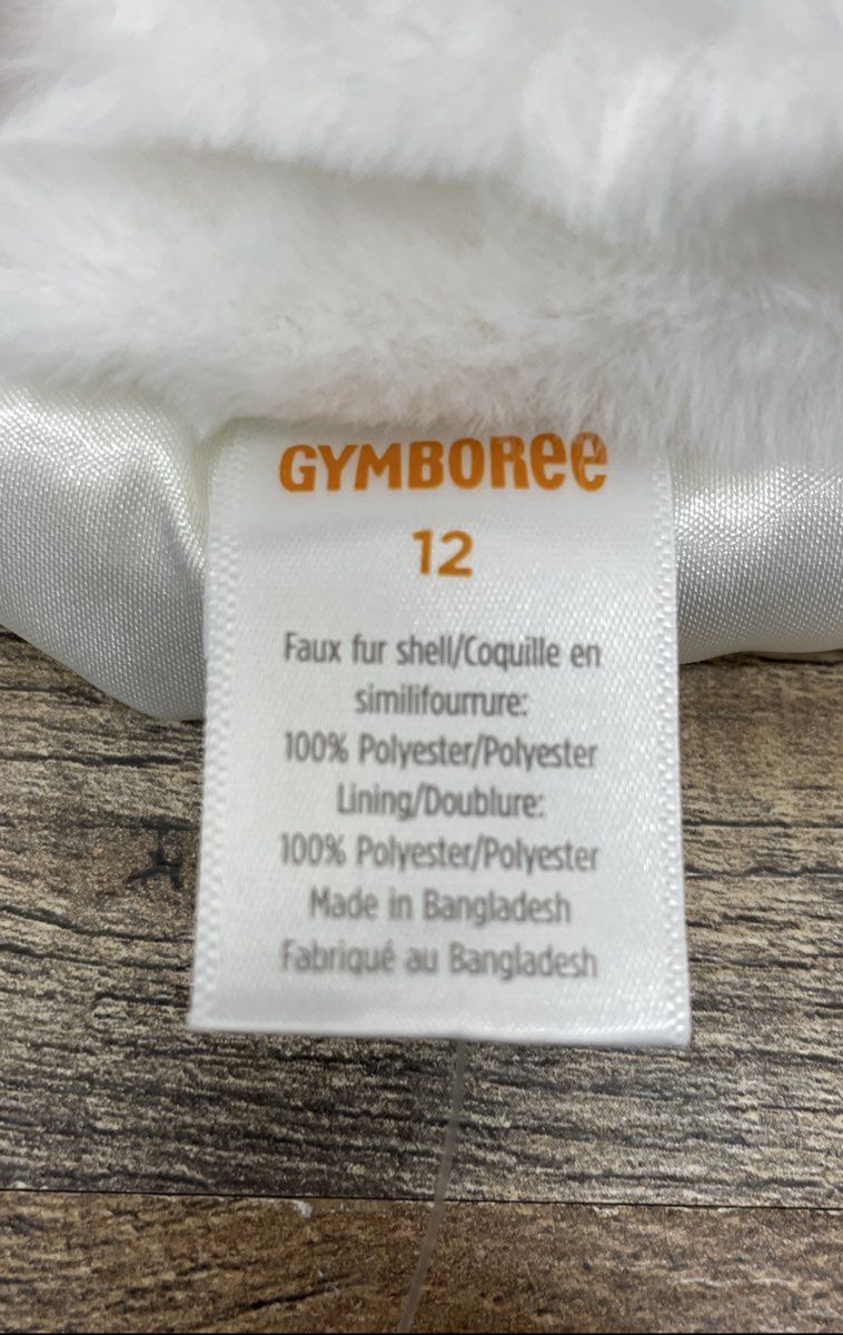 Gymboree Girls White Faux Fur Bolero Jacket Rhinestone Button Sz 12 NWT