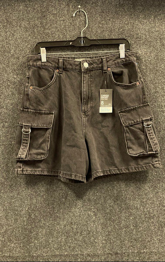 Primark Denim Co. Women's Washed Black High Rise Cargo Shorts NWT Size 8