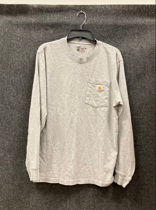 Carhartt Men's Long Sleeve Pocket T-Shirt Heather Gray Loose Fit Workwear Sz S
