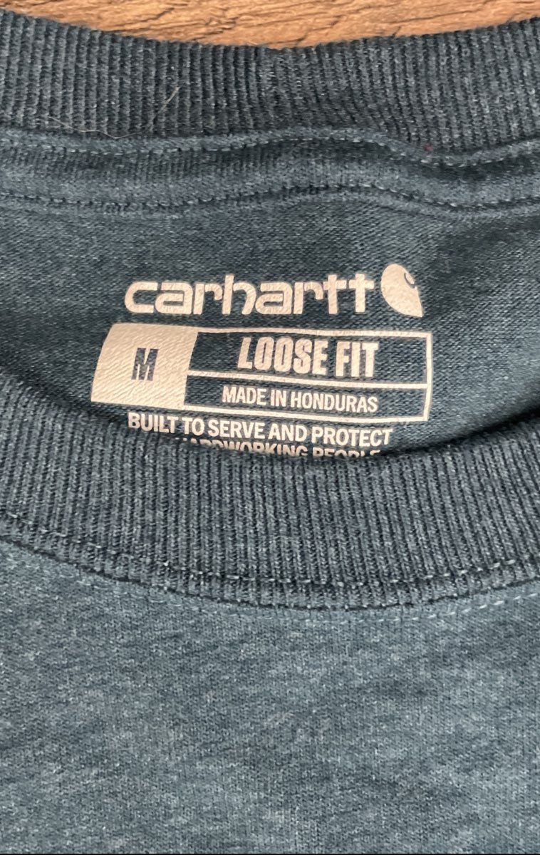 Carhartt Men's Teal Blue Graphic Logo Loose Fit T-Shirt Size M