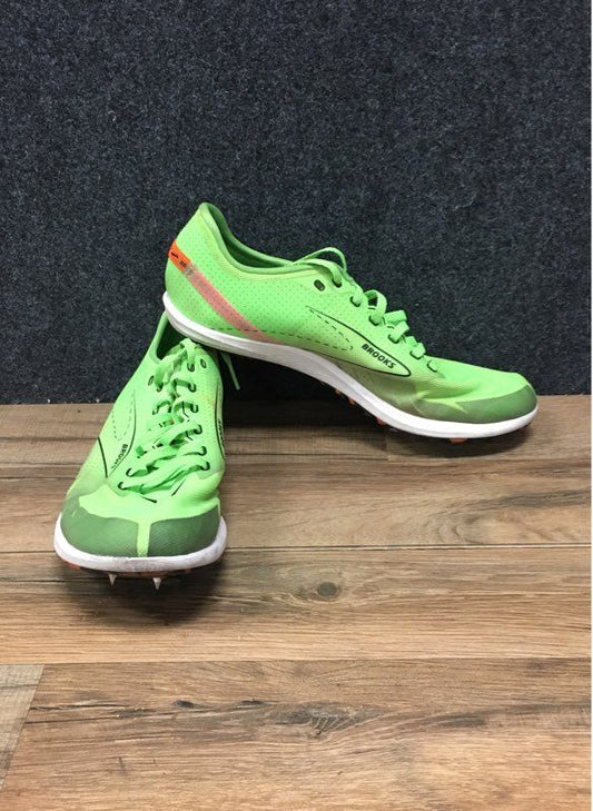 Brooks Draft XC Neon Green Orange Track Cross Country Spikes Size 10.5