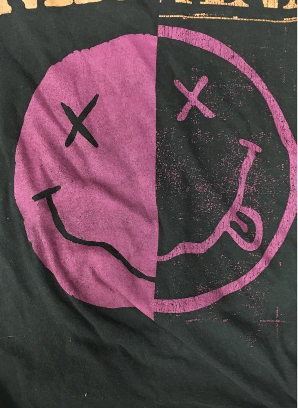 Nirvana Smiley Face Logo Graphic T-Shirt Reprint Old Navy Black Sz XXL