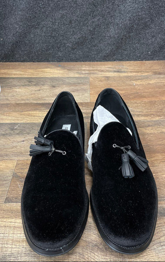 Steve Madden Men's Black Velvet Tassel Loafers Smoking Slippers Size 10