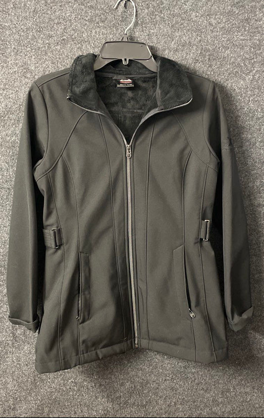 ZeroXposur Women's Black Fleece Lined Softshell Jacket Hooded Sz S