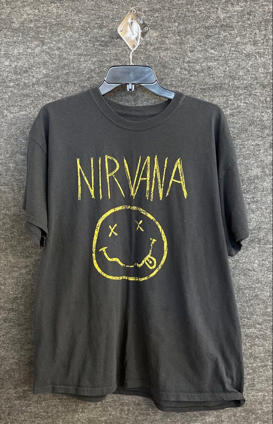 Nirvana Classic Smiley Face Logo T-Shirt Reprint Spencer Gifts Sz XL