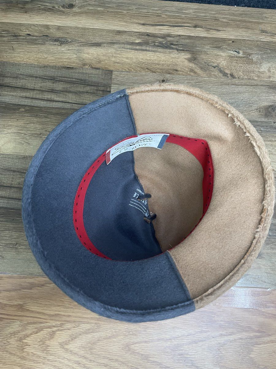 Vintage 80s Mr John Classic Faux Fur Bucket Hat Two Tone Gray Tan Tassel OS