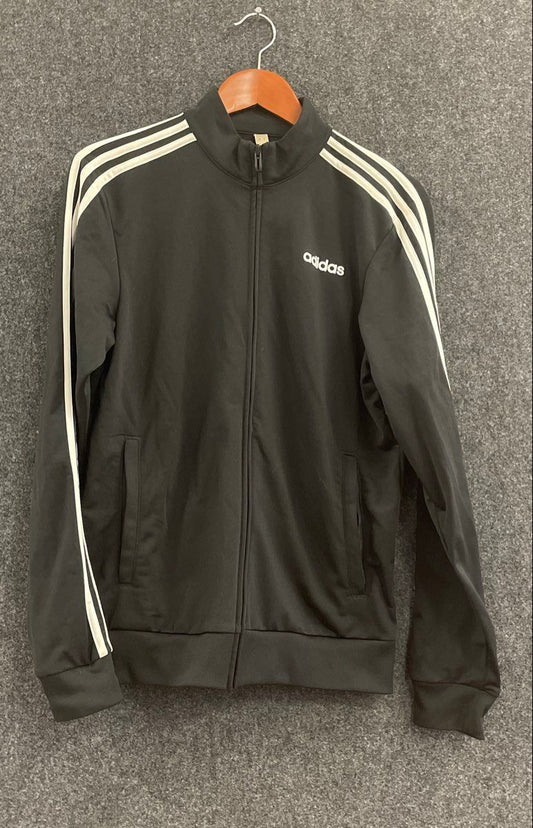 adidas Men's Essentials 3-Stripes Track Jacket Black White Full Zip Size S