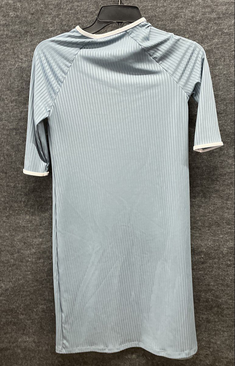 Try Women's Blue Rib Faux Henley Cover Up Ribbed Knit Dress NWT Size 14