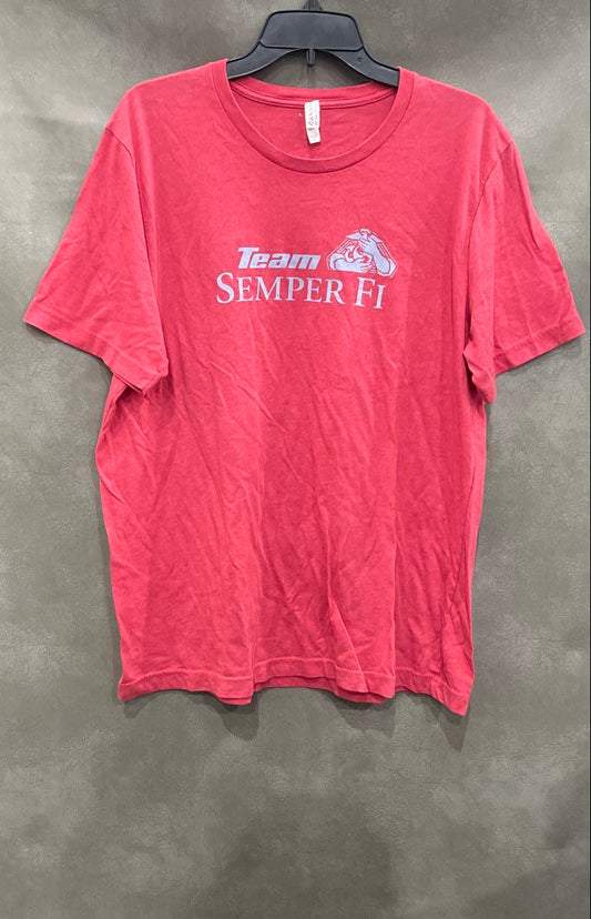 Bella + Canvas Men's Heather Pink Team Semper Fi USMC Charity Graphic Tee Sz XL