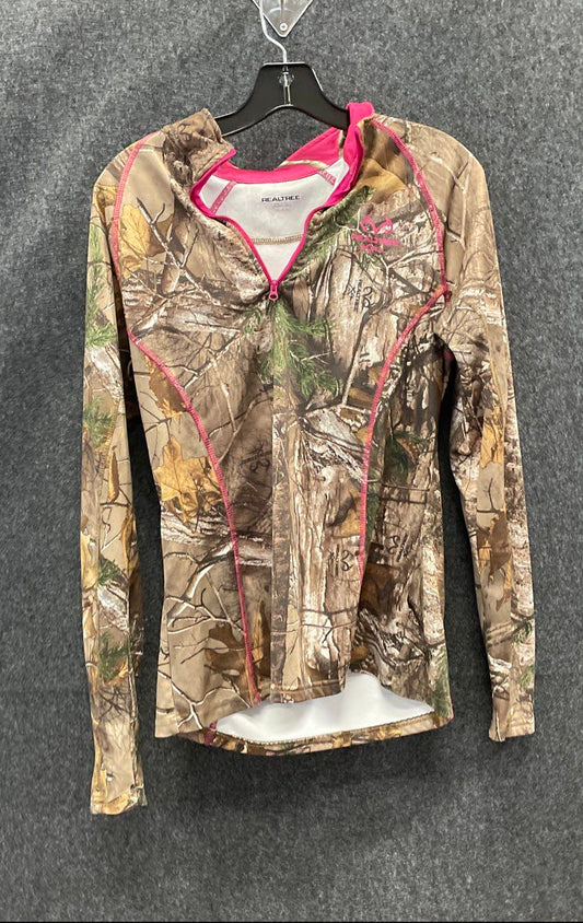 Realtree Women's 1/4 Zip Camo Pullover Jacket Pink Accents Performance Sz M