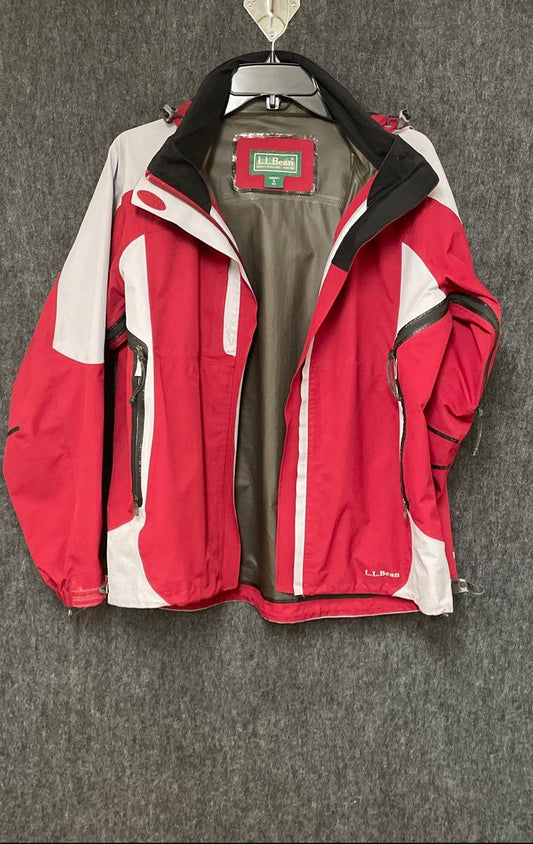 L.L. Bean Women's Red White Gore-Tex Hooded Waterproof Ski Shell Jacket Sz S