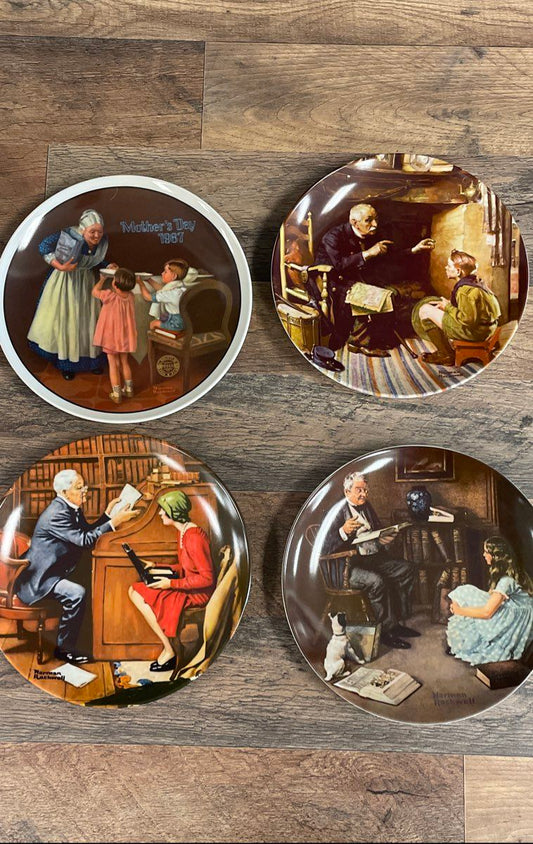 Norman Rockwell Lot of 4 Collector Plates Knowles 1980s Heritage Collection