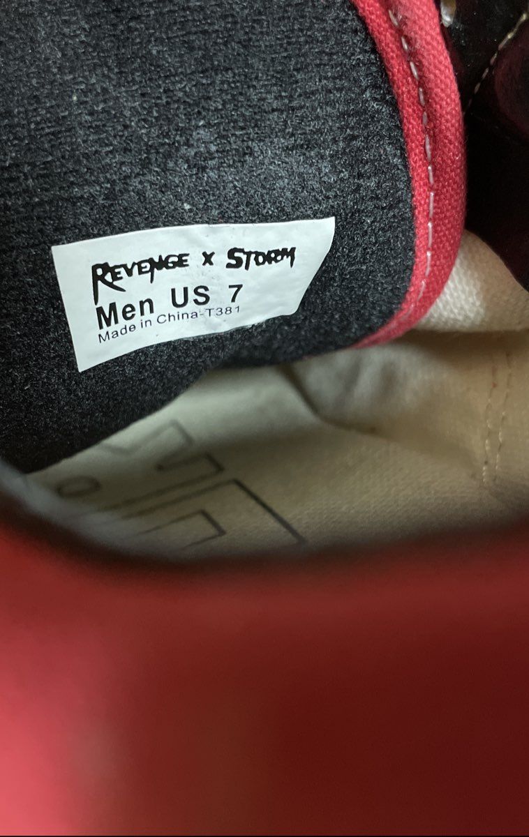 Revenge x Storm Red White Bolt Low Top Skate Sneakers Men's Size 7