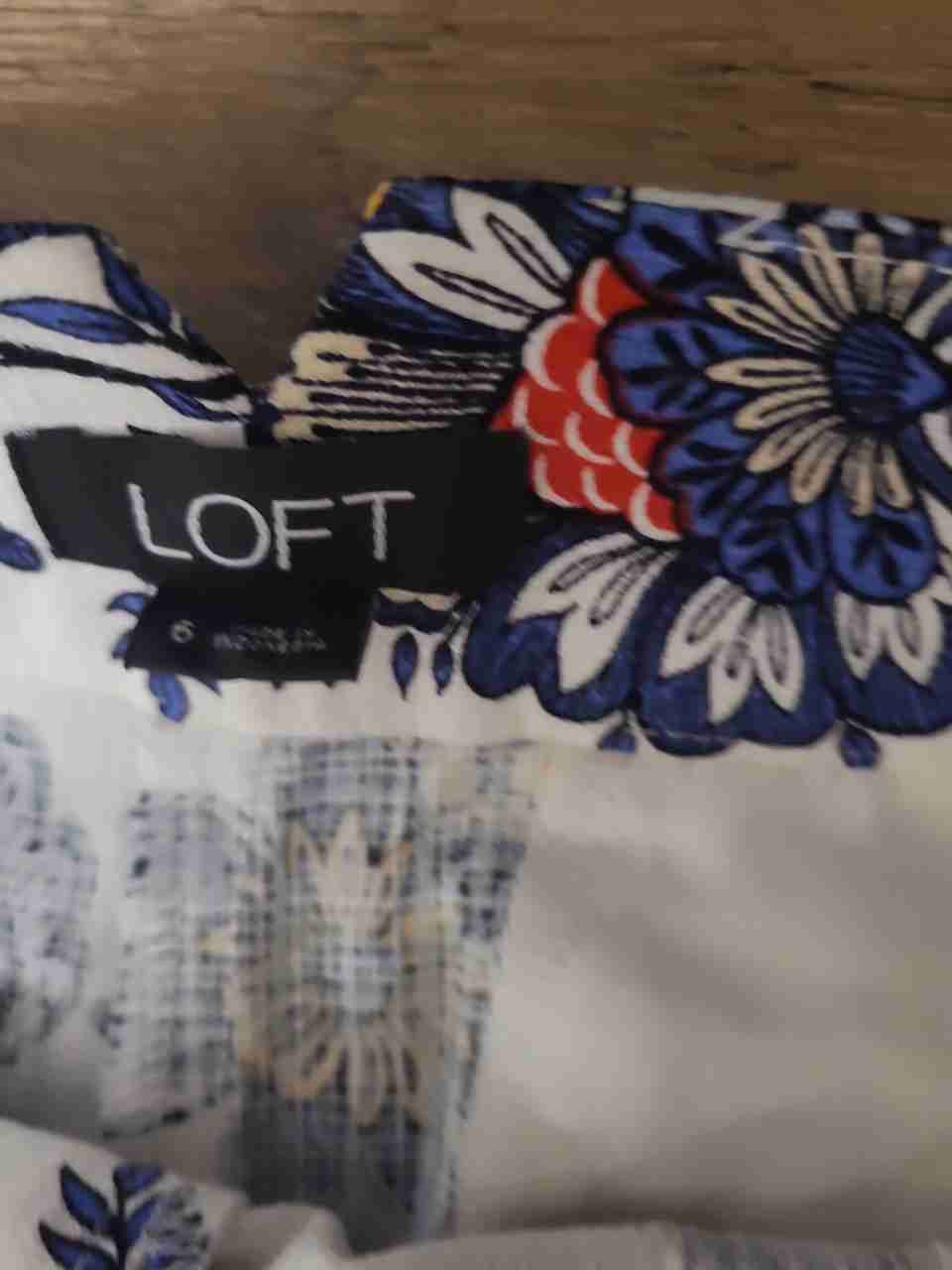 Loft Women's White Blue Botanical Floral Print Rivera Chino Shorts Sz 6