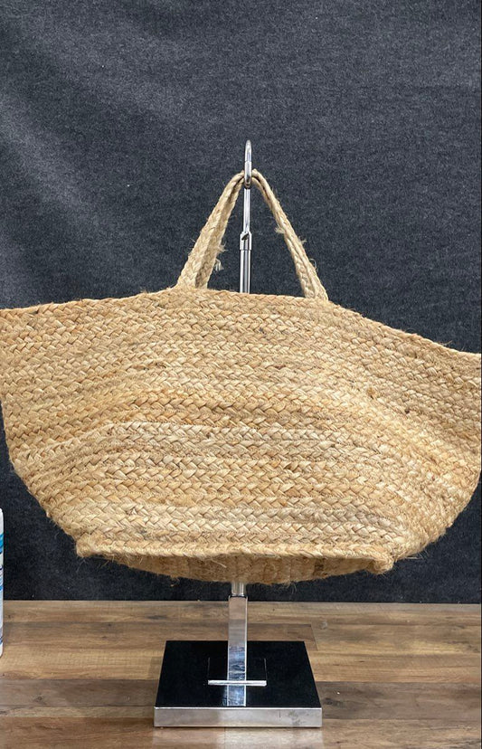 Natural Tan Braided Jute Tote Bag Large Boho Rustic Market Beach Handbag