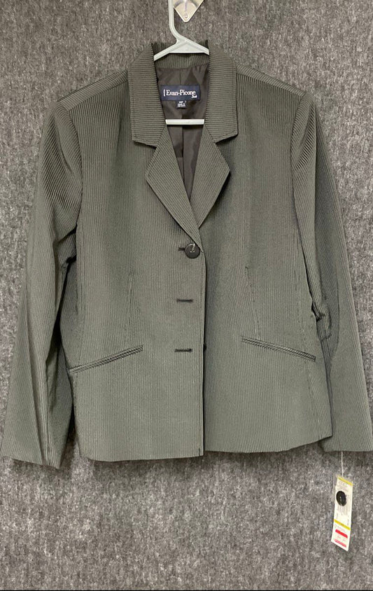 Evan-Picone Women's Dark Grey Pinstripe Blazer Jacket NWT Size 14P