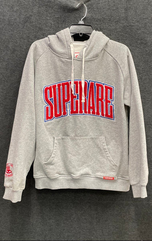 Superare Fight Goods Men's Pullover Hoodie Gray Chenille Logo Embroidered Sz M