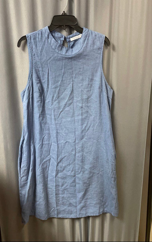 Valentina Naldi Women's Blue Linen Blend Sleeveless Dress Made in Italy Sz L