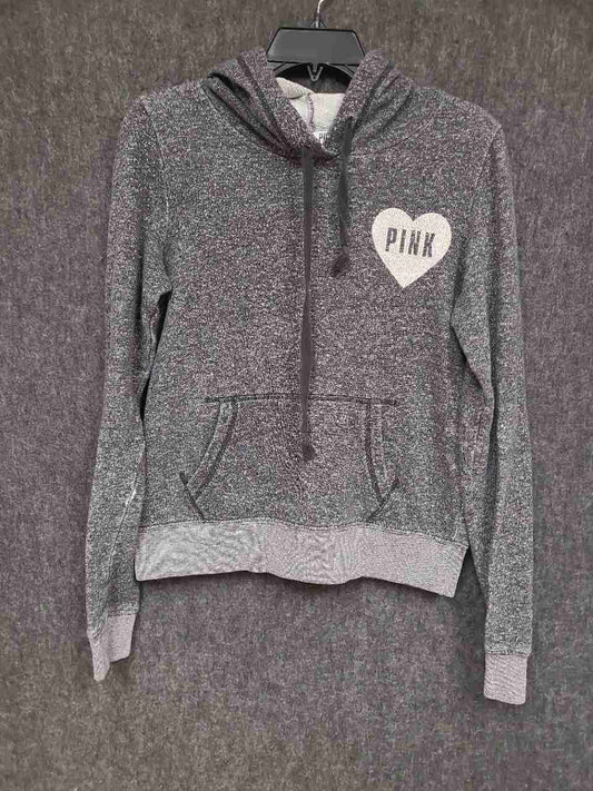 Victoria's Secret PINK Women's Gray Heart Graphic Pullover Hoodie Sz XS