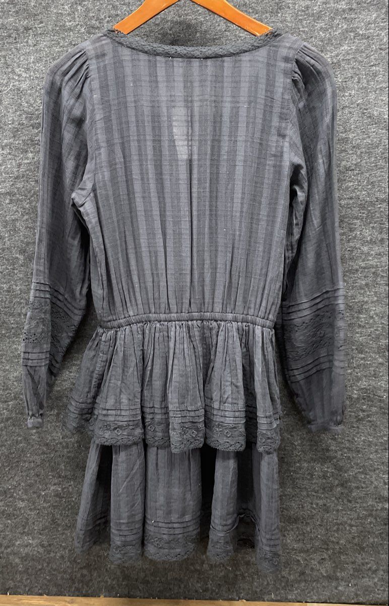 American Eagle Women's Dark Blue Tiered Eyelet Mini Dress Long Sleeve NWT Sz S