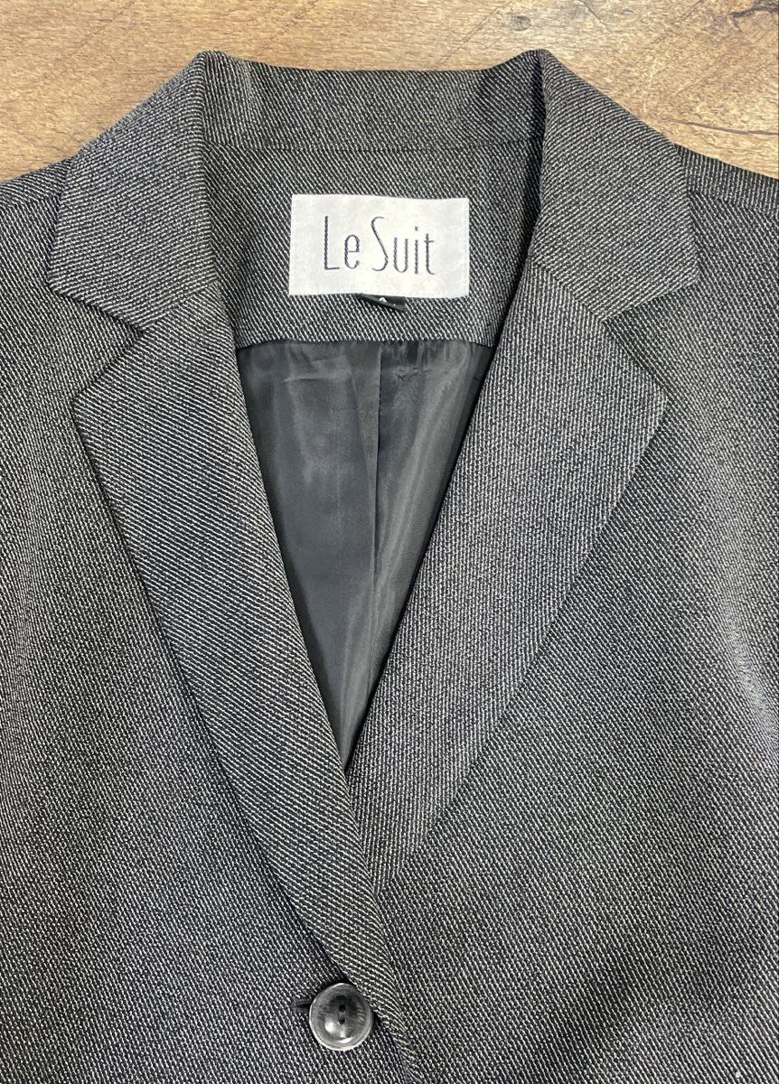 Le Suit Women's Grey 4-Button Notched Lapel Blazer Jacket Size 14